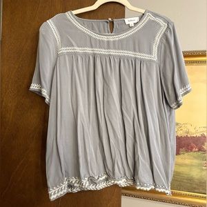 Bohme Embroidered Women’s Short Sleeve Top Size Large